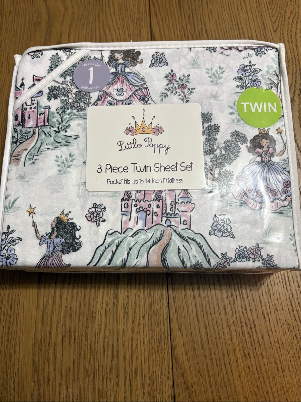 Little Poppy Twin Princess Castle Sheet Set - White & Pink